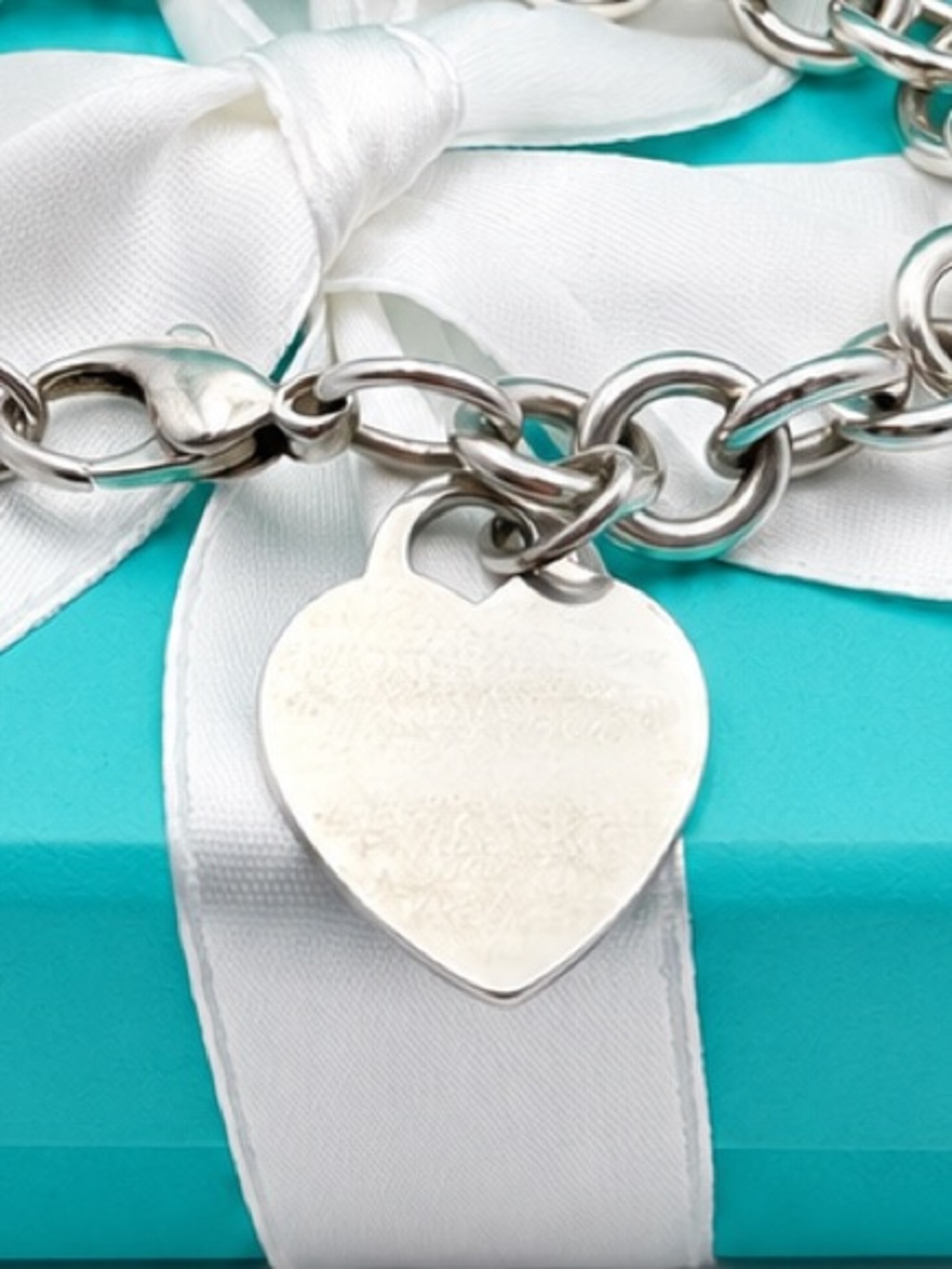 Tiffany & Co. Heart Tag Charm Bracelet Sterling Silver 925 Gift Box & Pouch - Picture 5 of 10